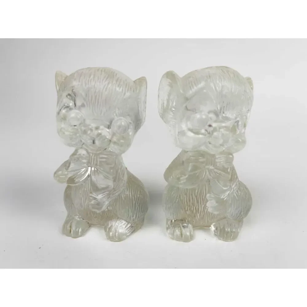 Kitschy Vintage Clear Plastic Mice Salt & Pepper Shakers | Set of 2 | Retro